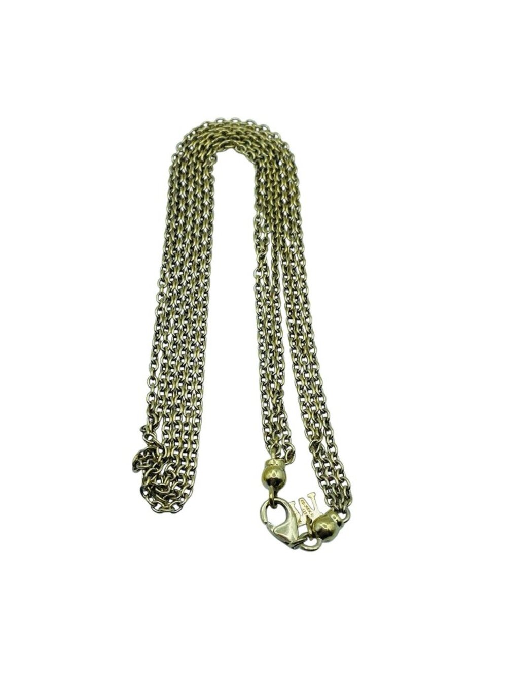 Majorica Sterling Silver Vermeil 3 Strand Chain Necklace 17in  Made In Spain
